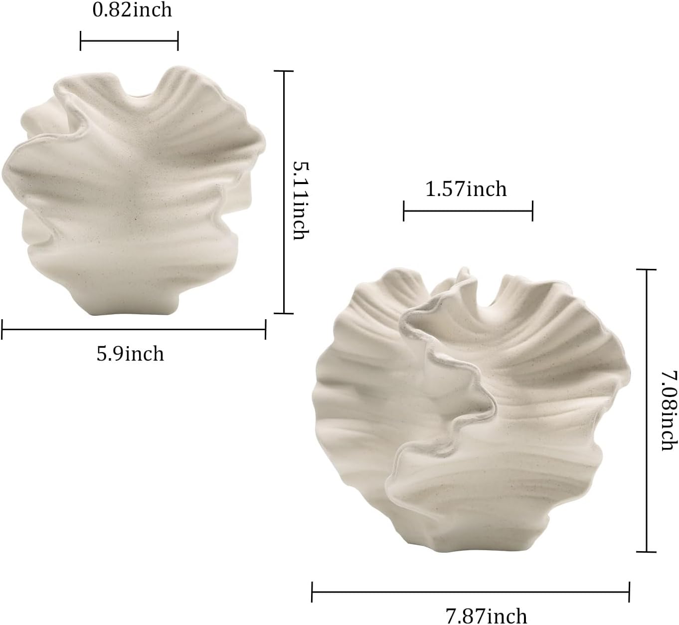 2pc White Boho Ceramic Vases