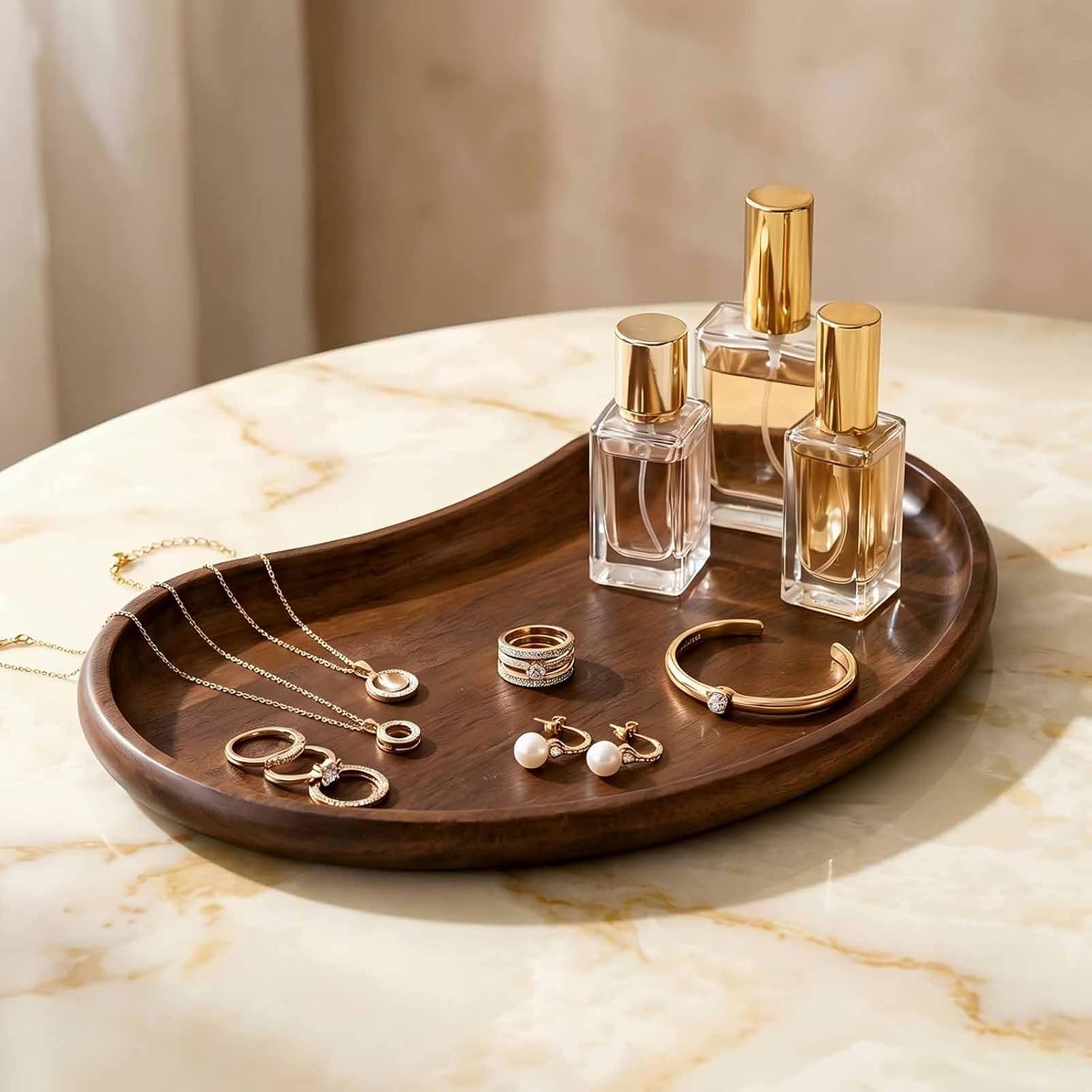 Handmade Solid Acacia Wood Catchall Jewelry Tray