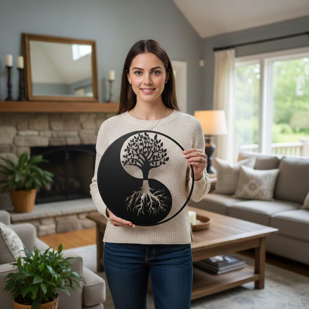 Yin Yang Tree Metal Wall Art