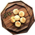 2 Pcs Round & Square Acacia Wood Serving Trays
