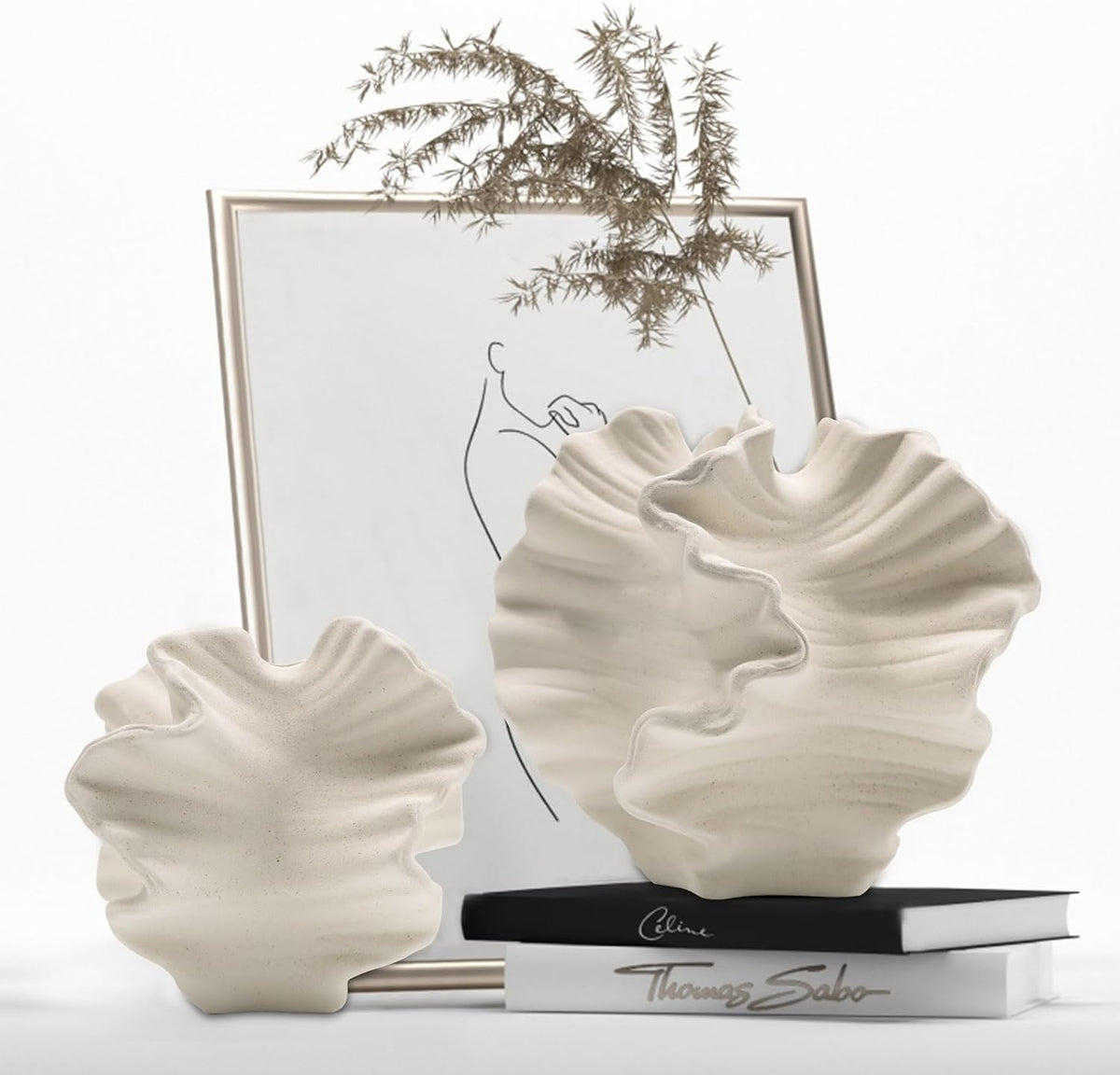 2pc White Boho Ceramic Vases