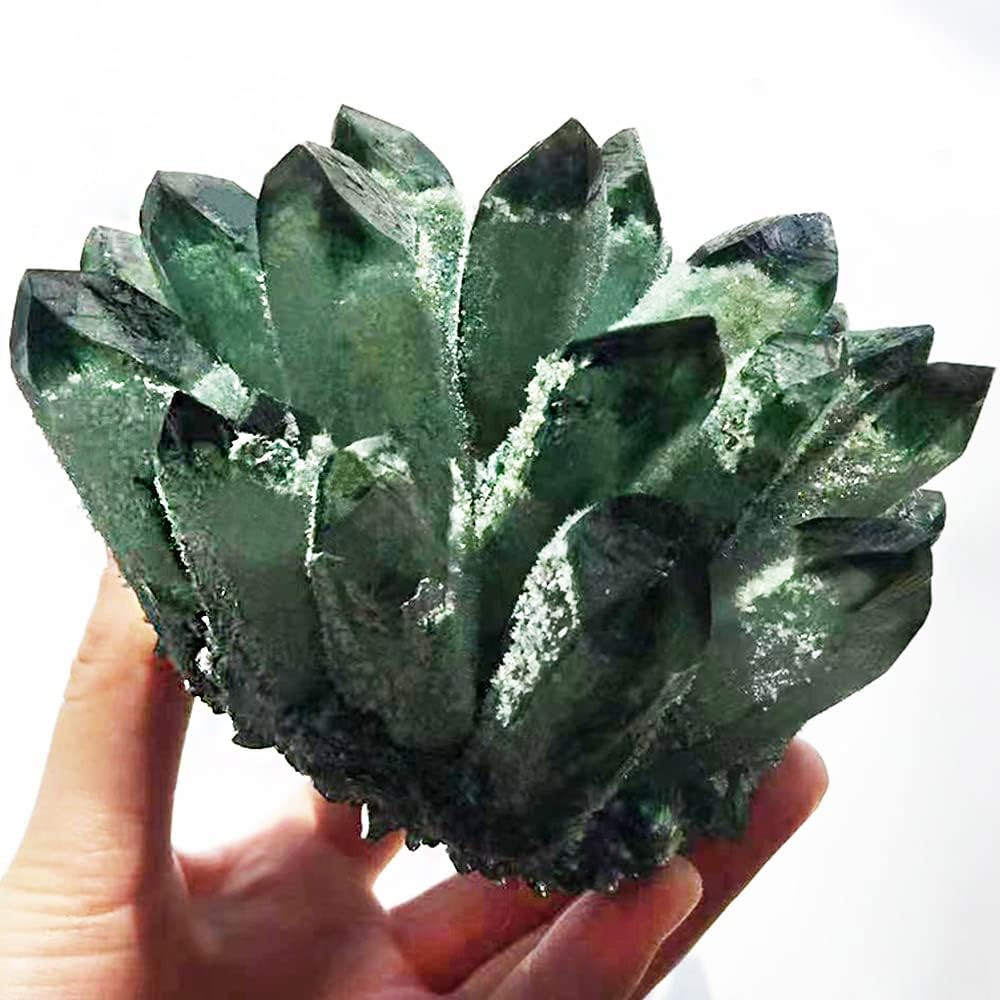 Green Ghost Phantom Quartz Crystal Cluster