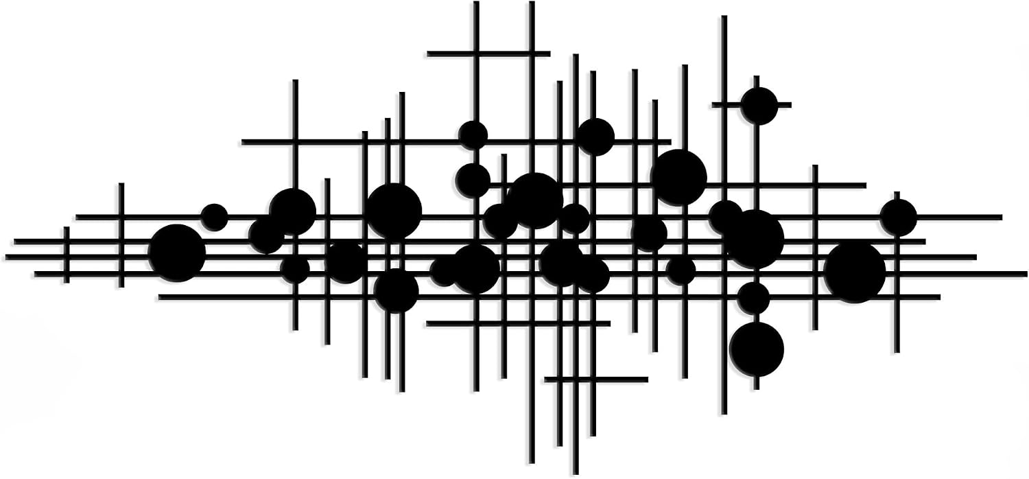 33.9×15.7 Inch Modern Black Geometric Metal Wall Sculpture