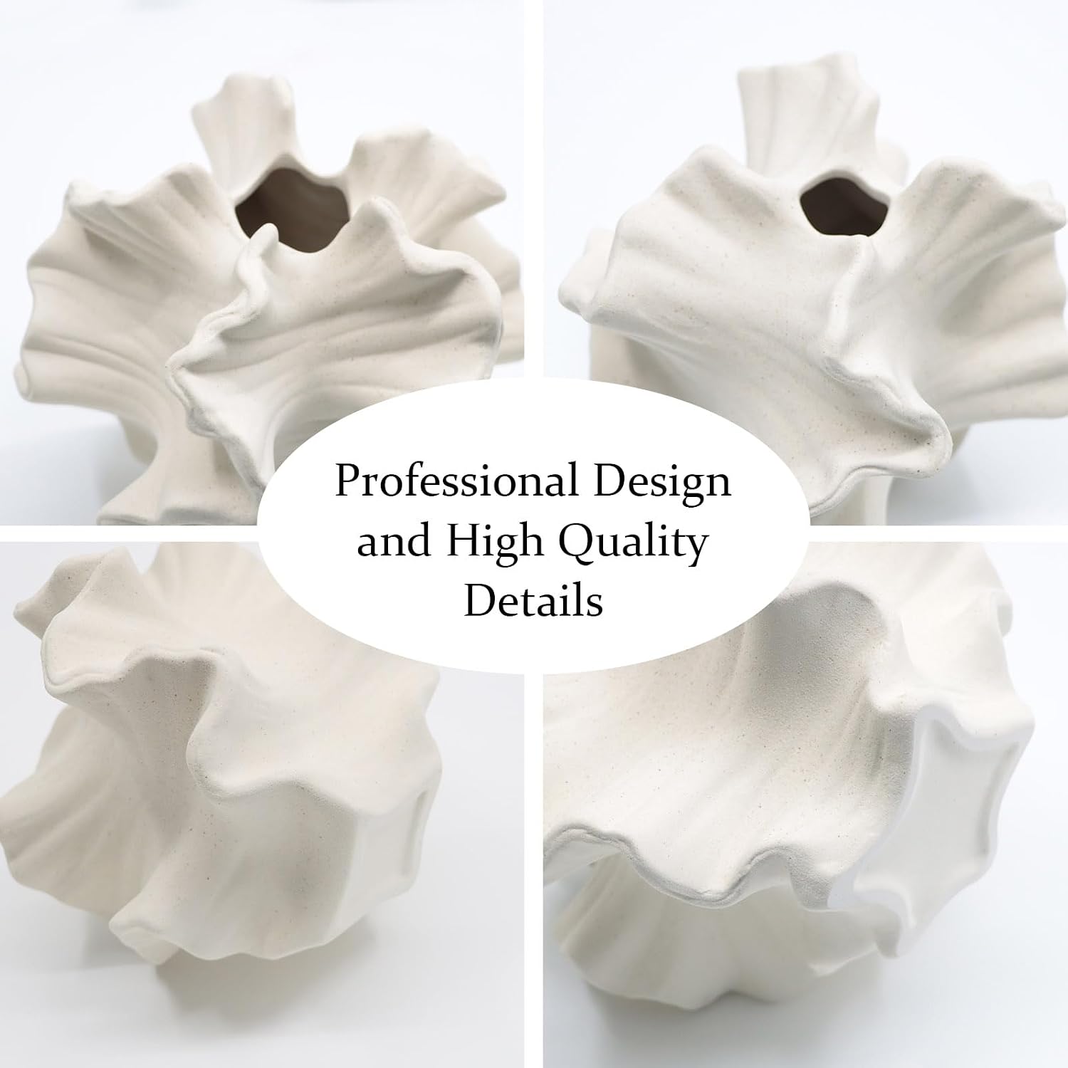 2pc White Boho Ceramic Vases