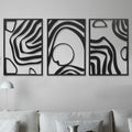3pc Black Hollow Geometric Metal Wall Art