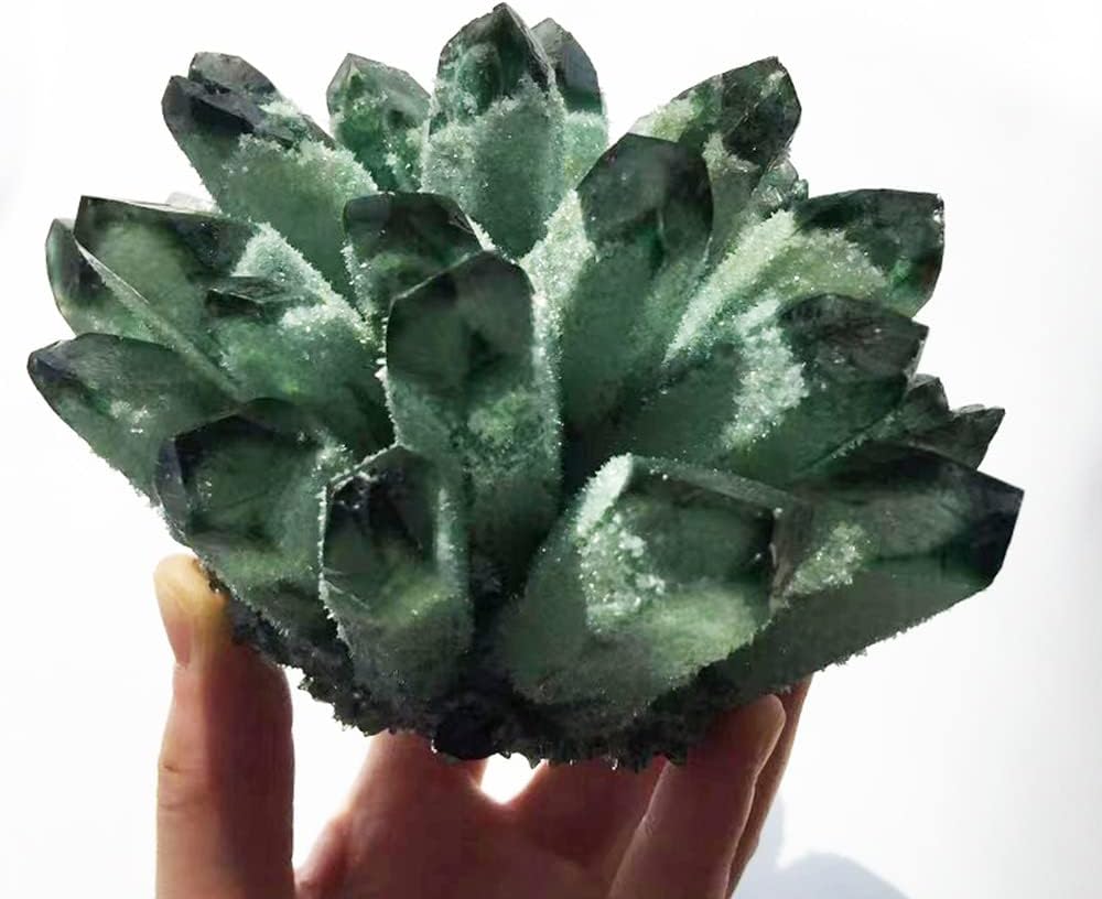 Green Ghost Phantom Quartz Crystal Cluster