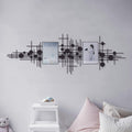 33.9×15.7 Inch Modern Black Geometric Metal Wall Sculpture