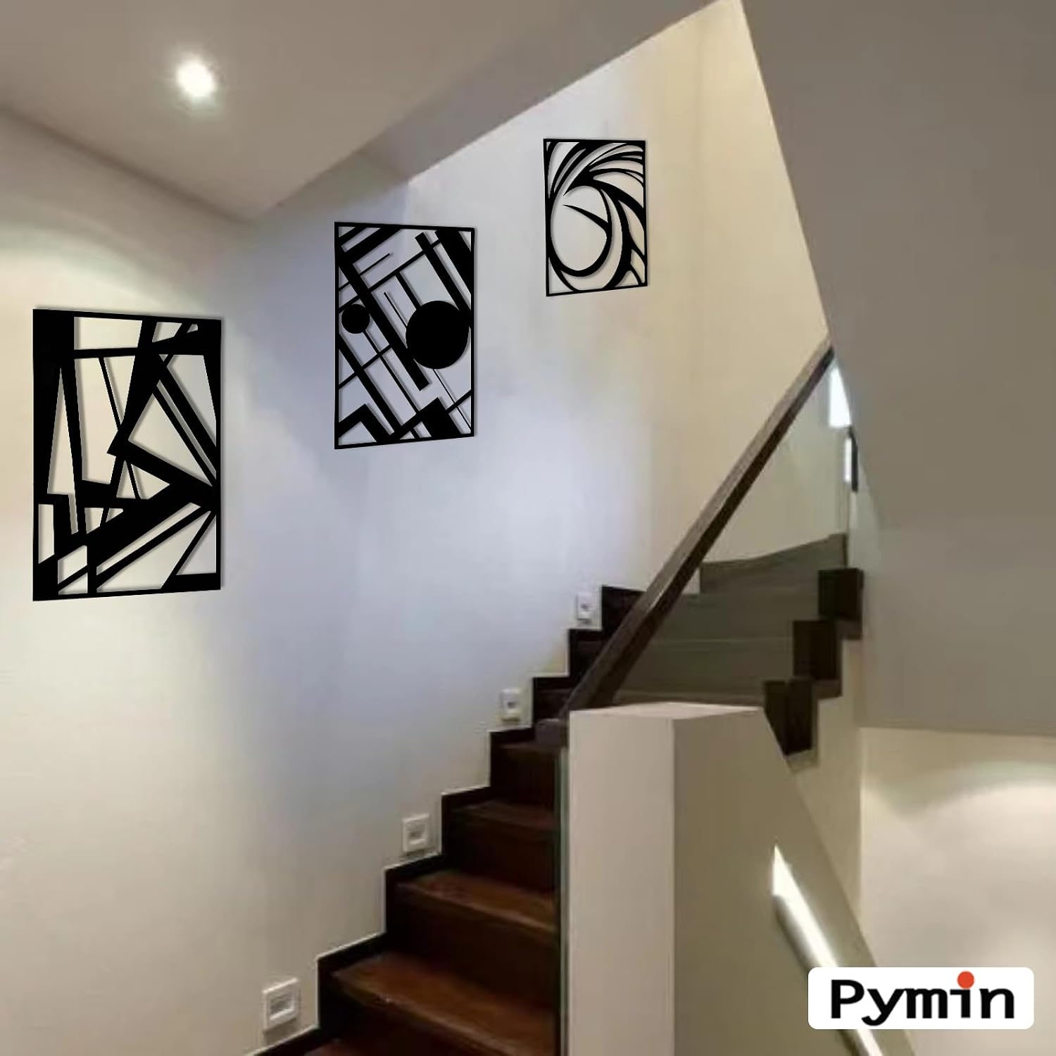 4 Pack 22.5×15.7 Inch Matte Black 3D Single Line Metal Wall Art