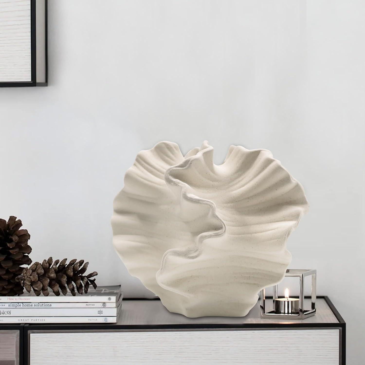2pc White Boho Ceramic Vases