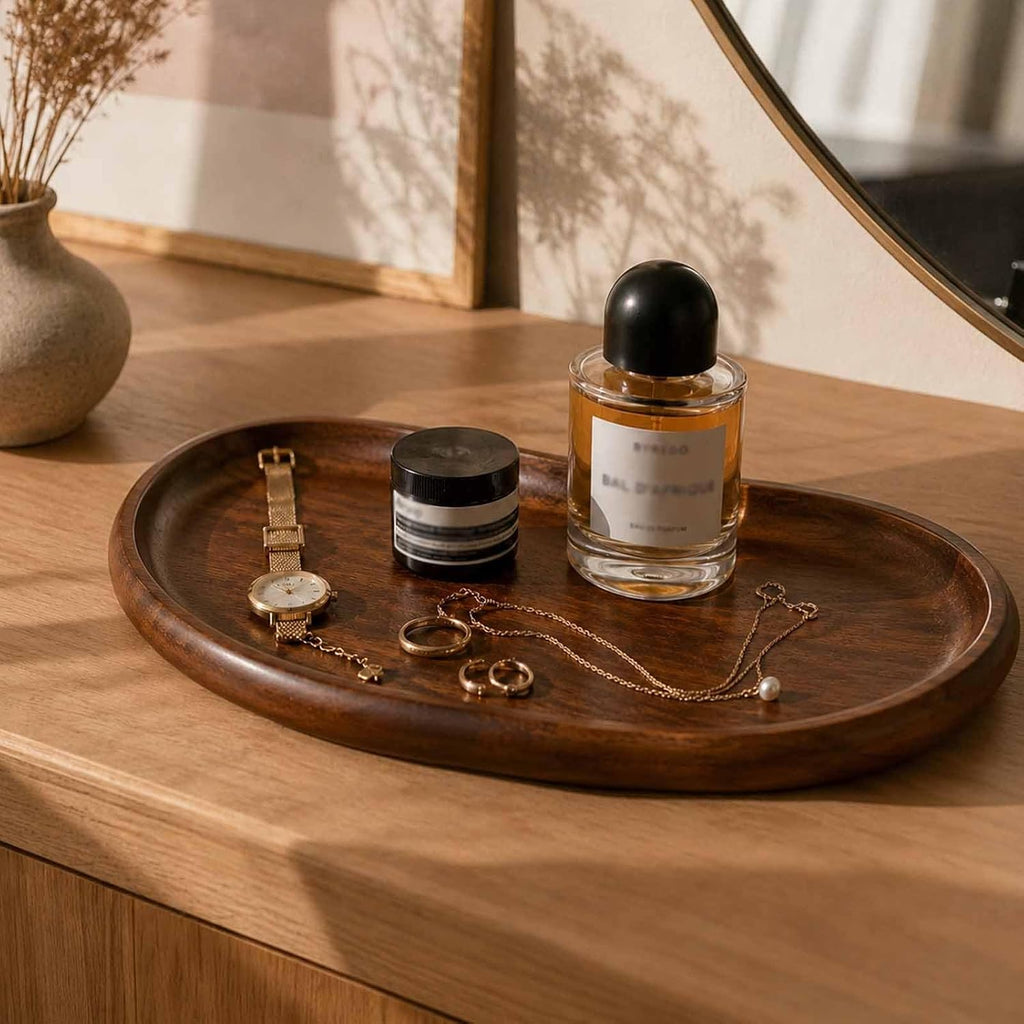 Handmade Solid Acacia Wood Catchall Jewelry Tray