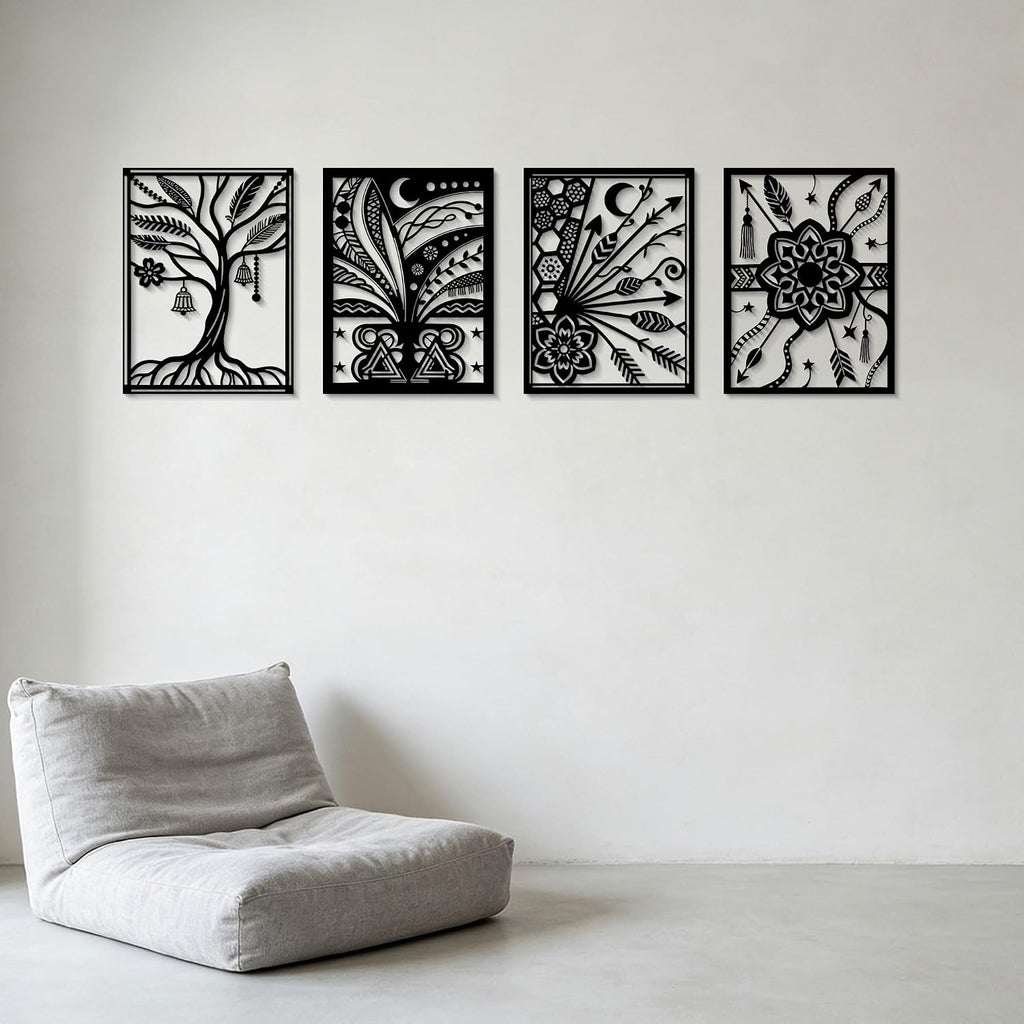 Boho Black Line Metal Wall Hanging
