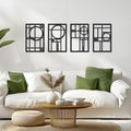 4 Pack 45.3×15.7 Inch 3D Geometric Black Metal Abstract Wall Art Set