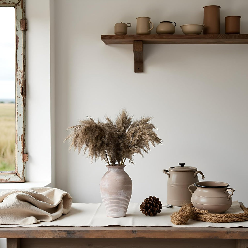 Whitewashed Terracotta Farmhouse Vase