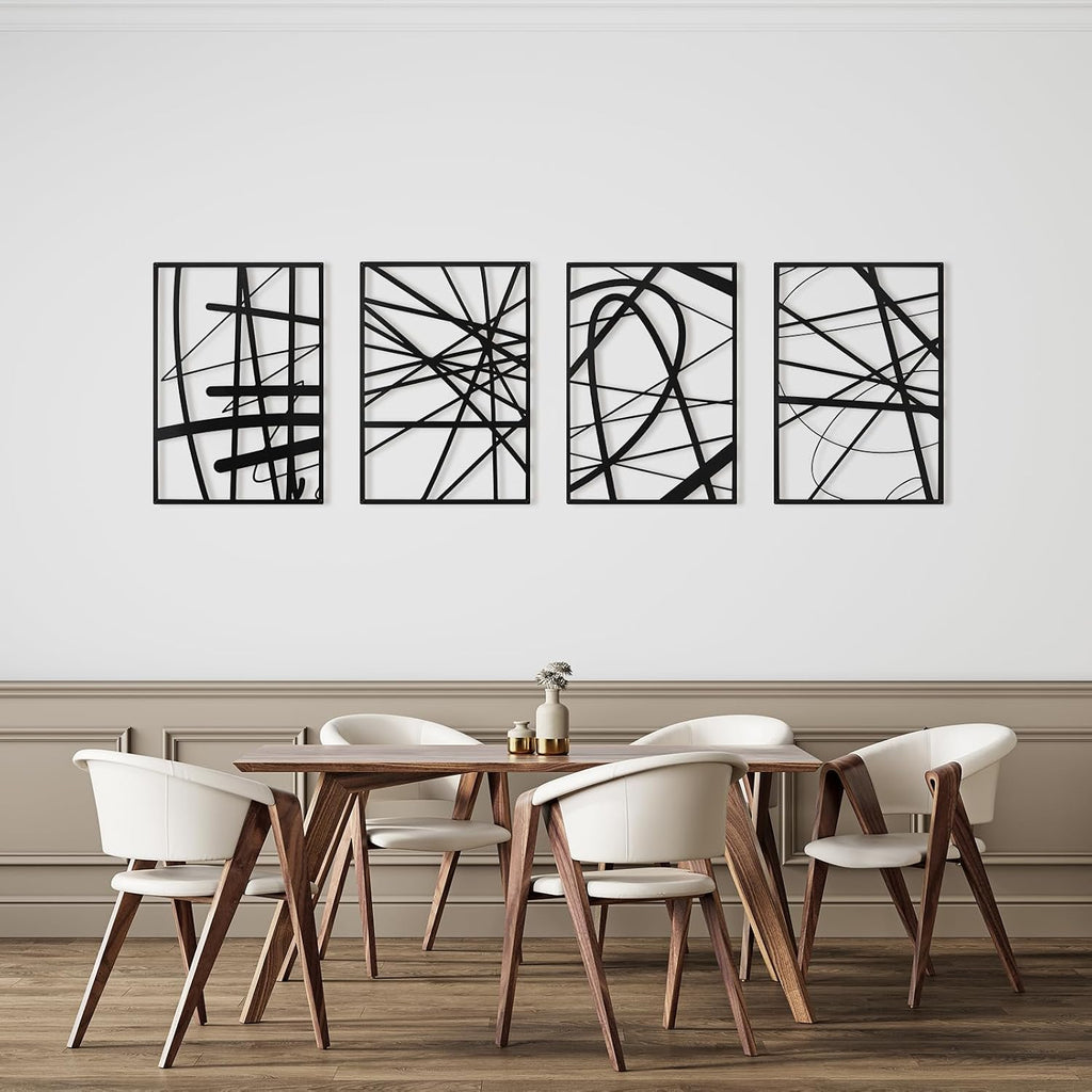 4pc Black Line Metal Wall Sculptures