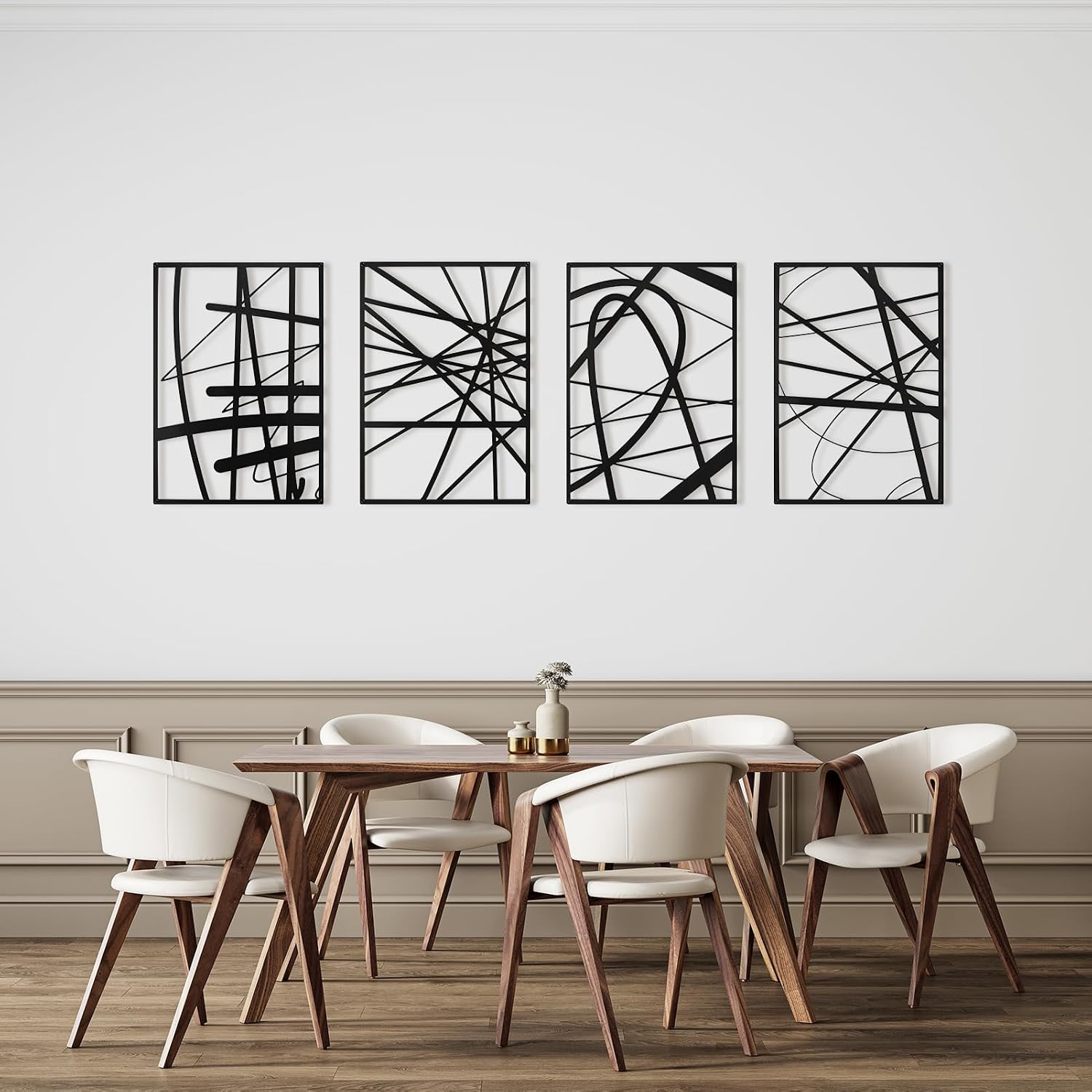 4pc Black Line Metal Wall Sculptures
