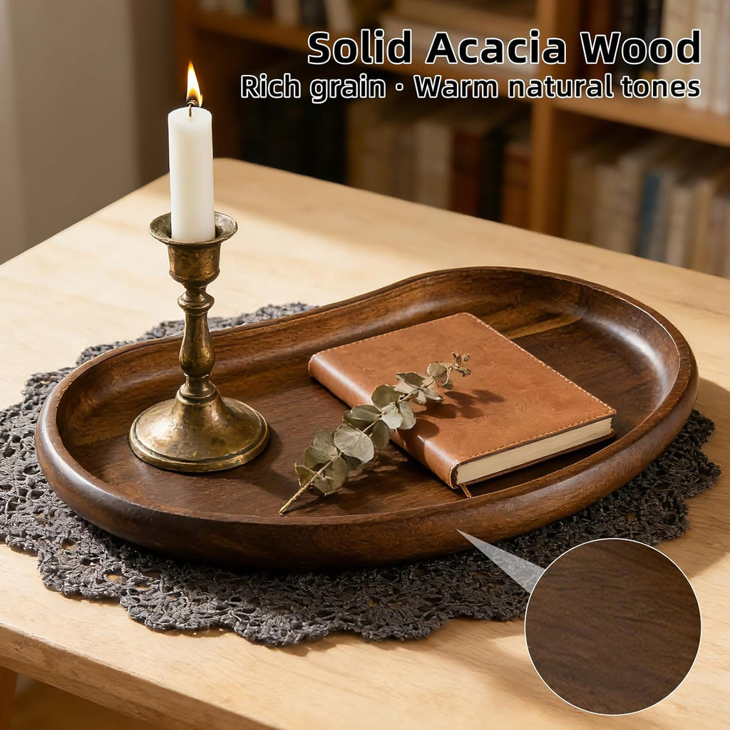 Handmade Solid Acacia Wood Catchall Jewelry Tray