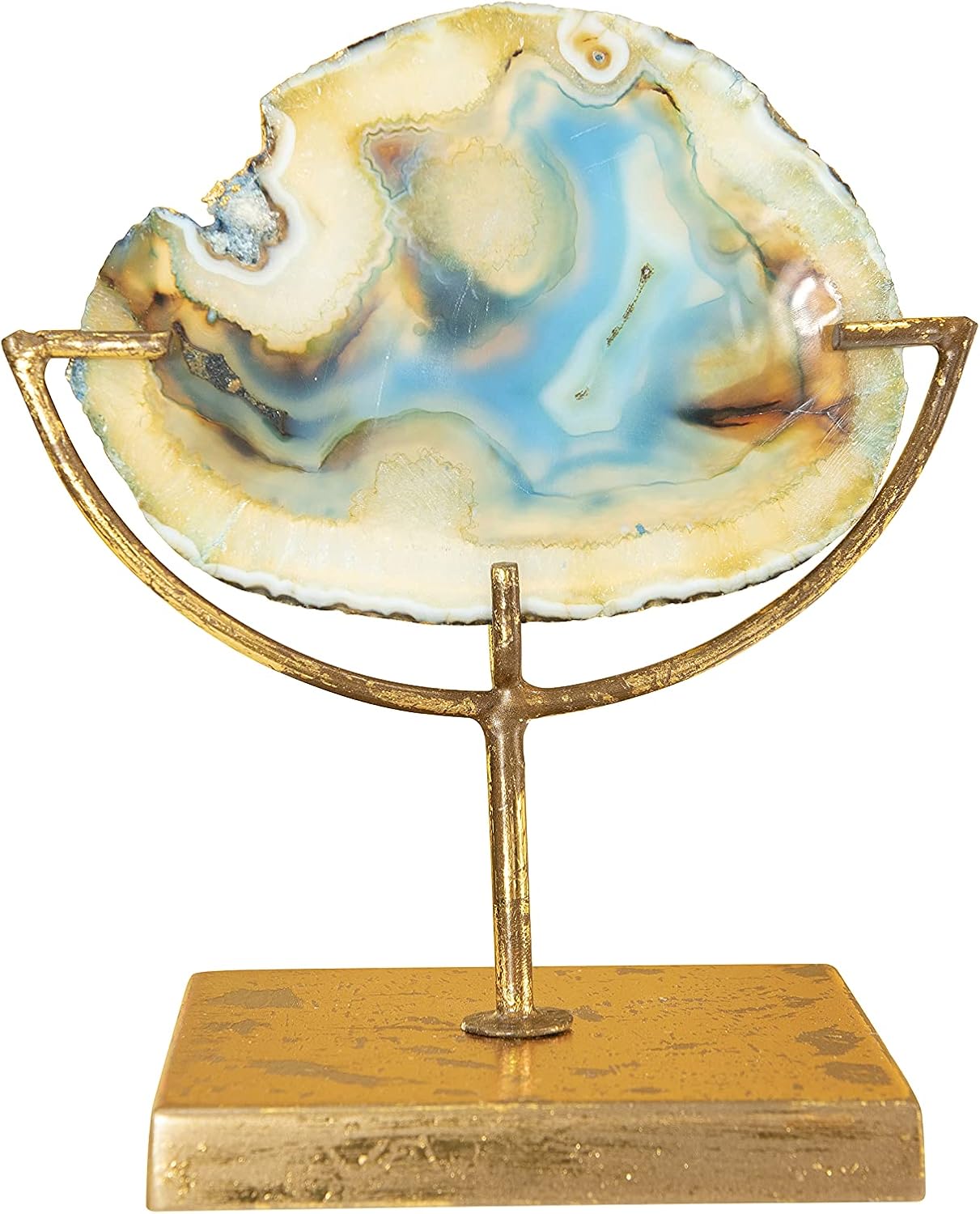 Agate Slice Decor with Metal Stand