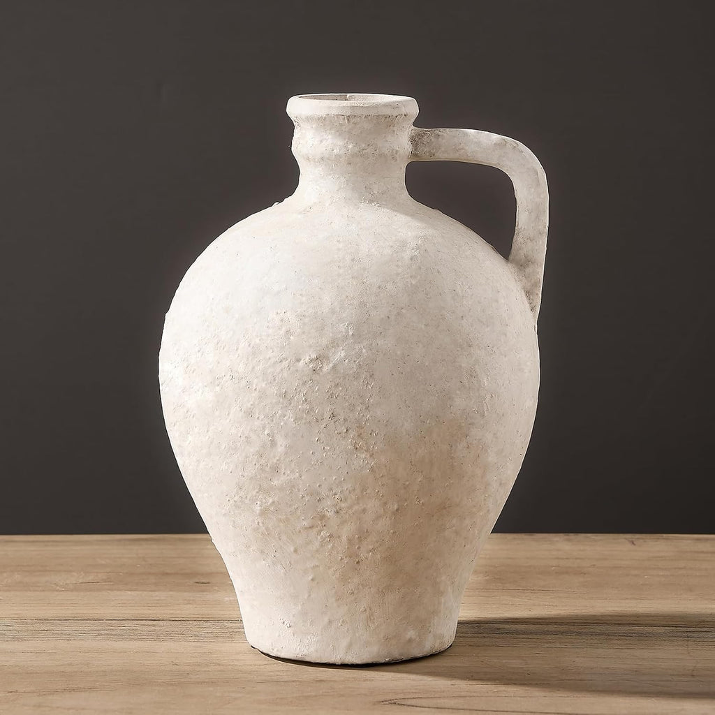 Terracotta Handle Farmhouse Ceramic Vase
