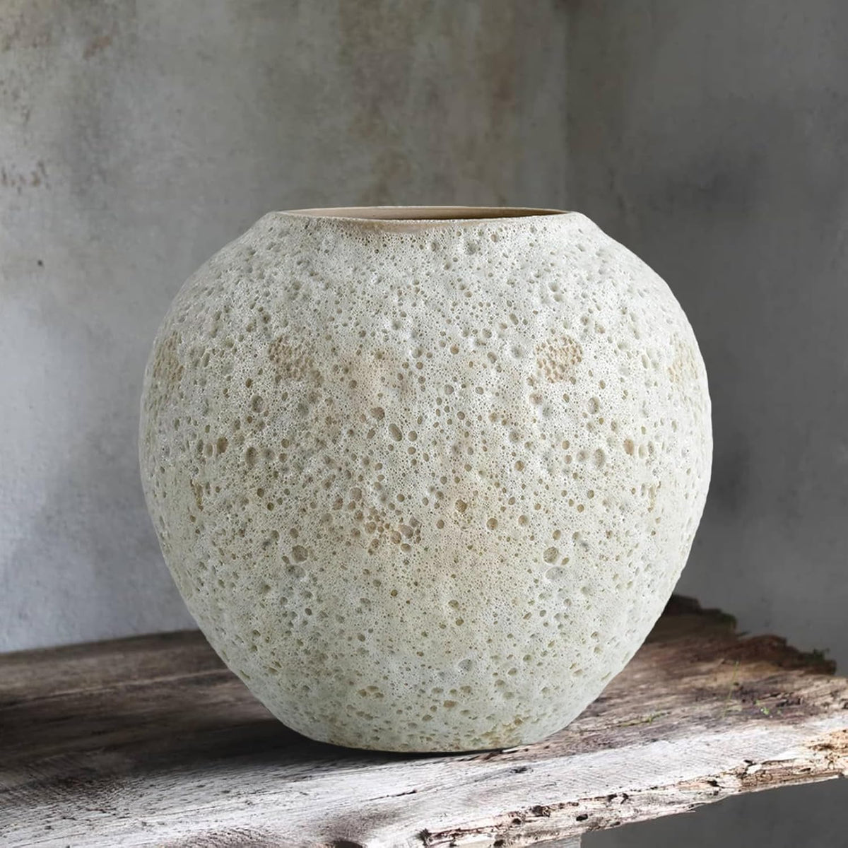 White Vintage Farmhouse Floor Vase
