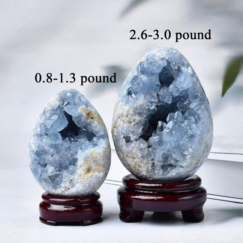 Blue Celestite Geode Egg with Stand