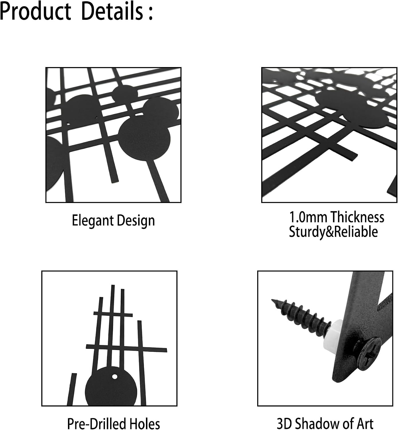 33.9×15.7 Inch Modern Black Geometric Metal Wall Sculpture
