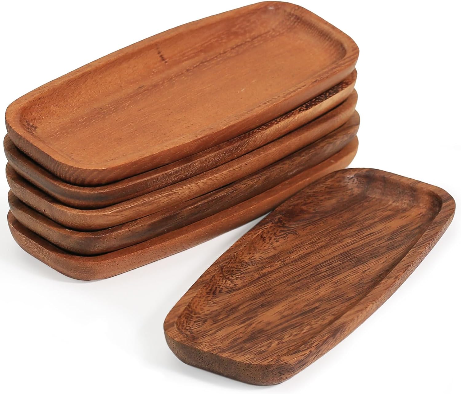 7 Inch Acacia Wood Multi-use Mini Serving Trays 6 Pcs