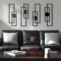 4Pcs 3D Layered Abstract Black Metal Geometric Wall Art