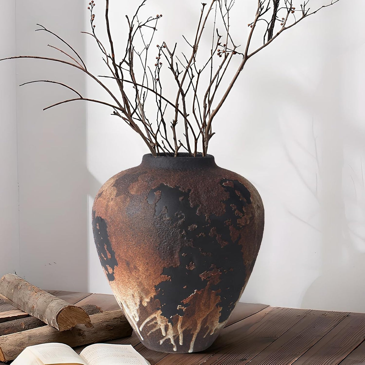 Brown Farmhouse Ceramic Decor Vase