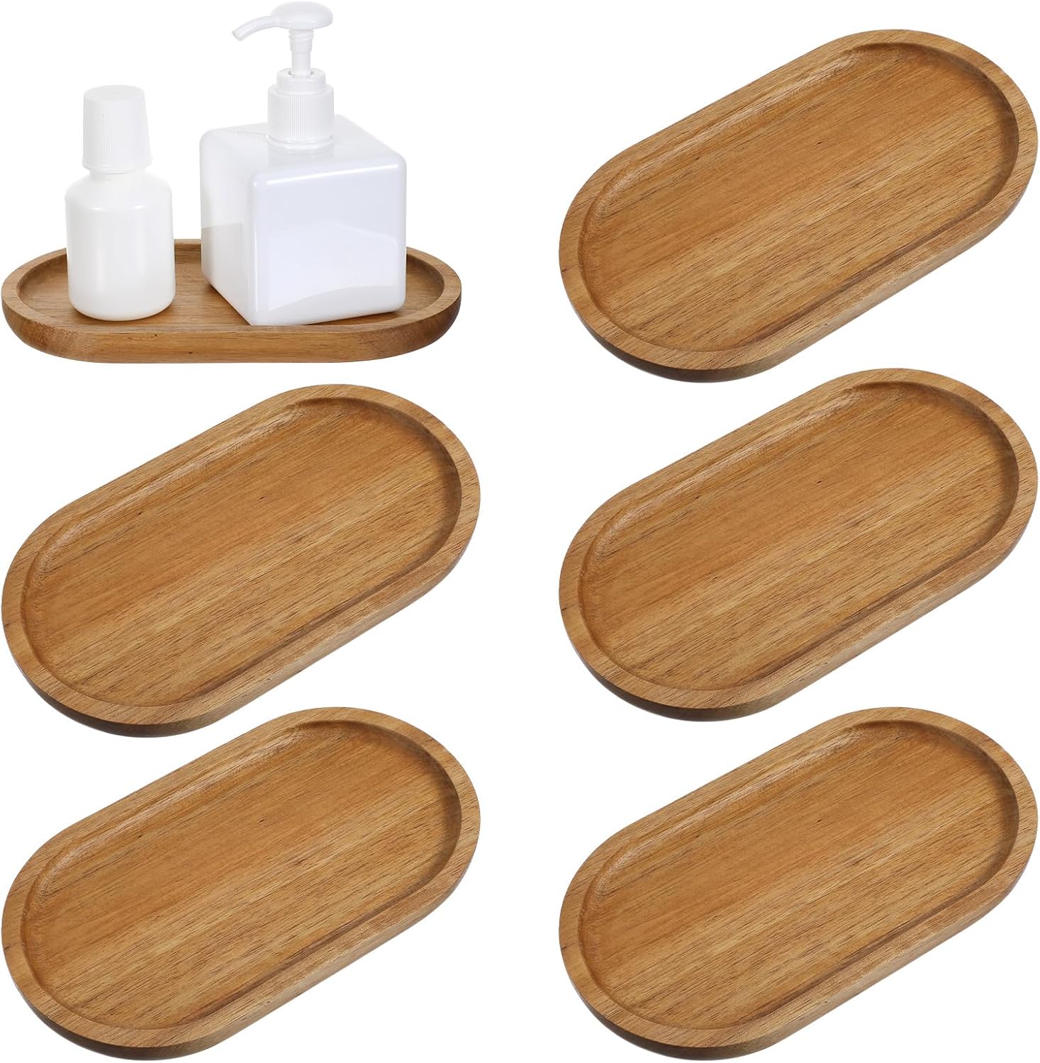 6Pcs Acacia Wood Multi-purpose Serving Trays