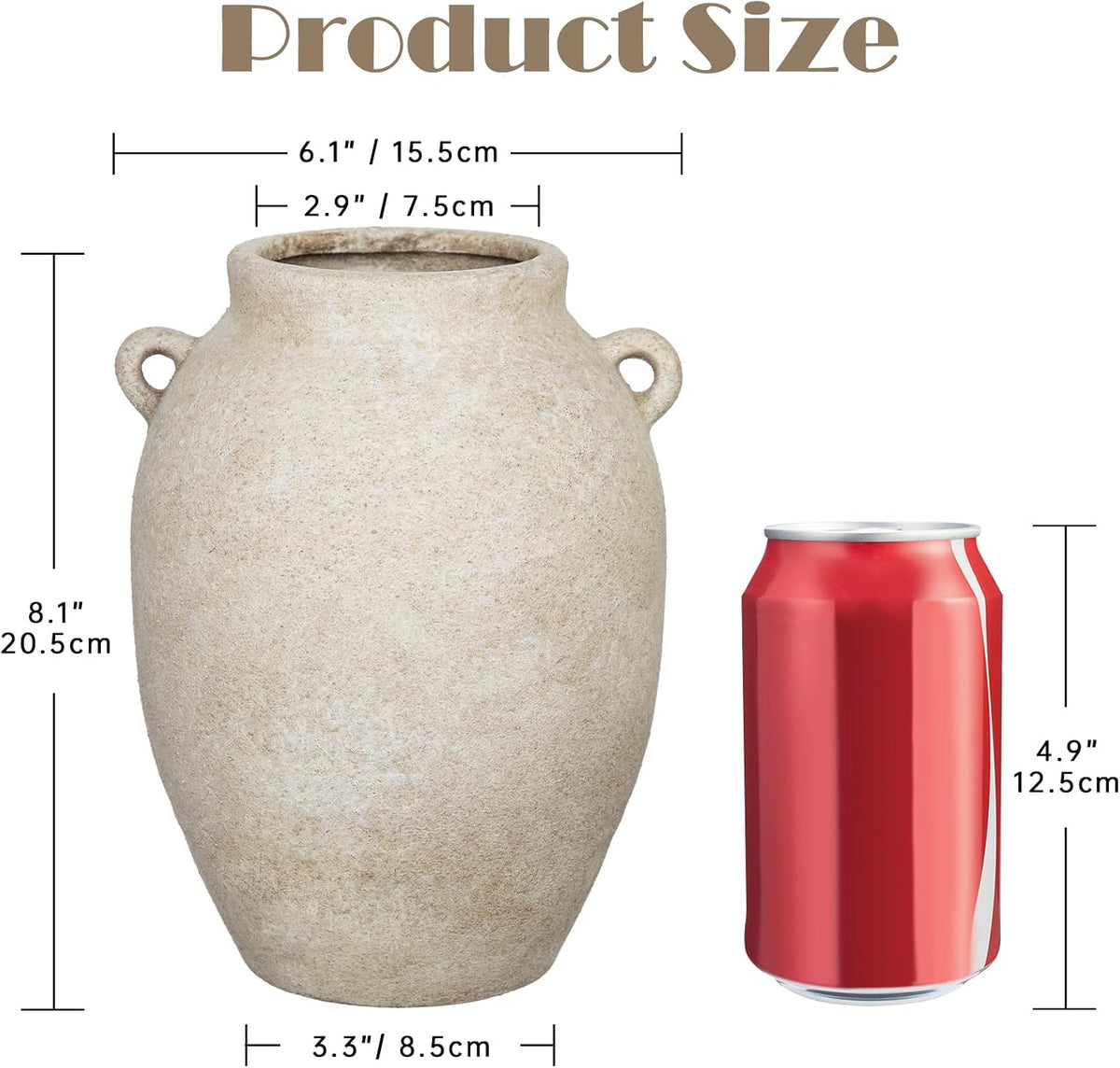 Beige Handle Farmhouse Terracotta Vase