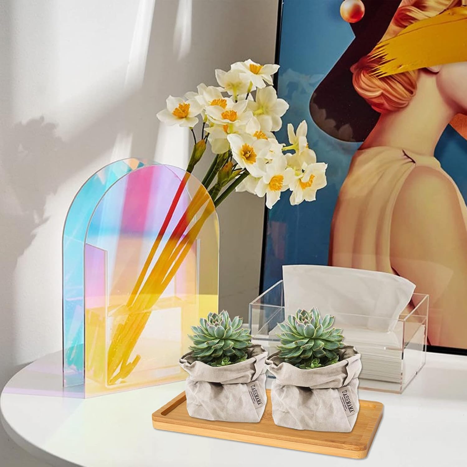 10Pcs Mini Bamboo Decorative Display Trays