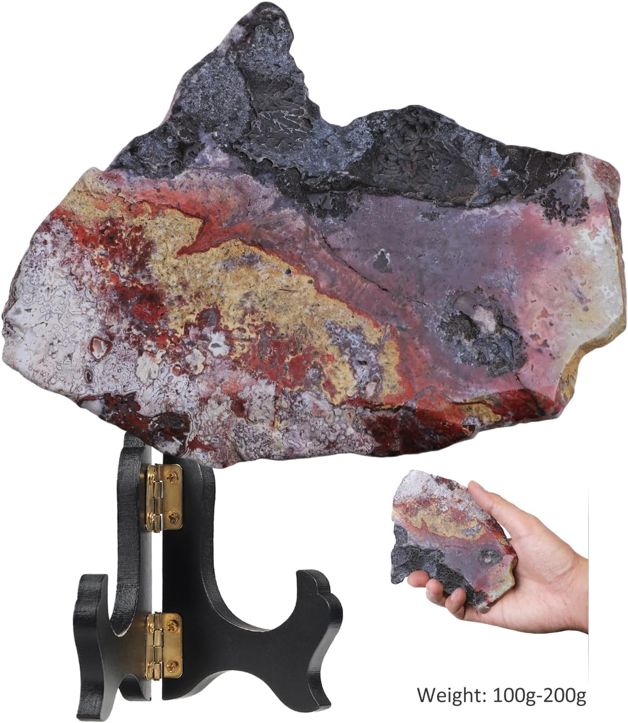 Mexican Agate Slab with Wooden Stand