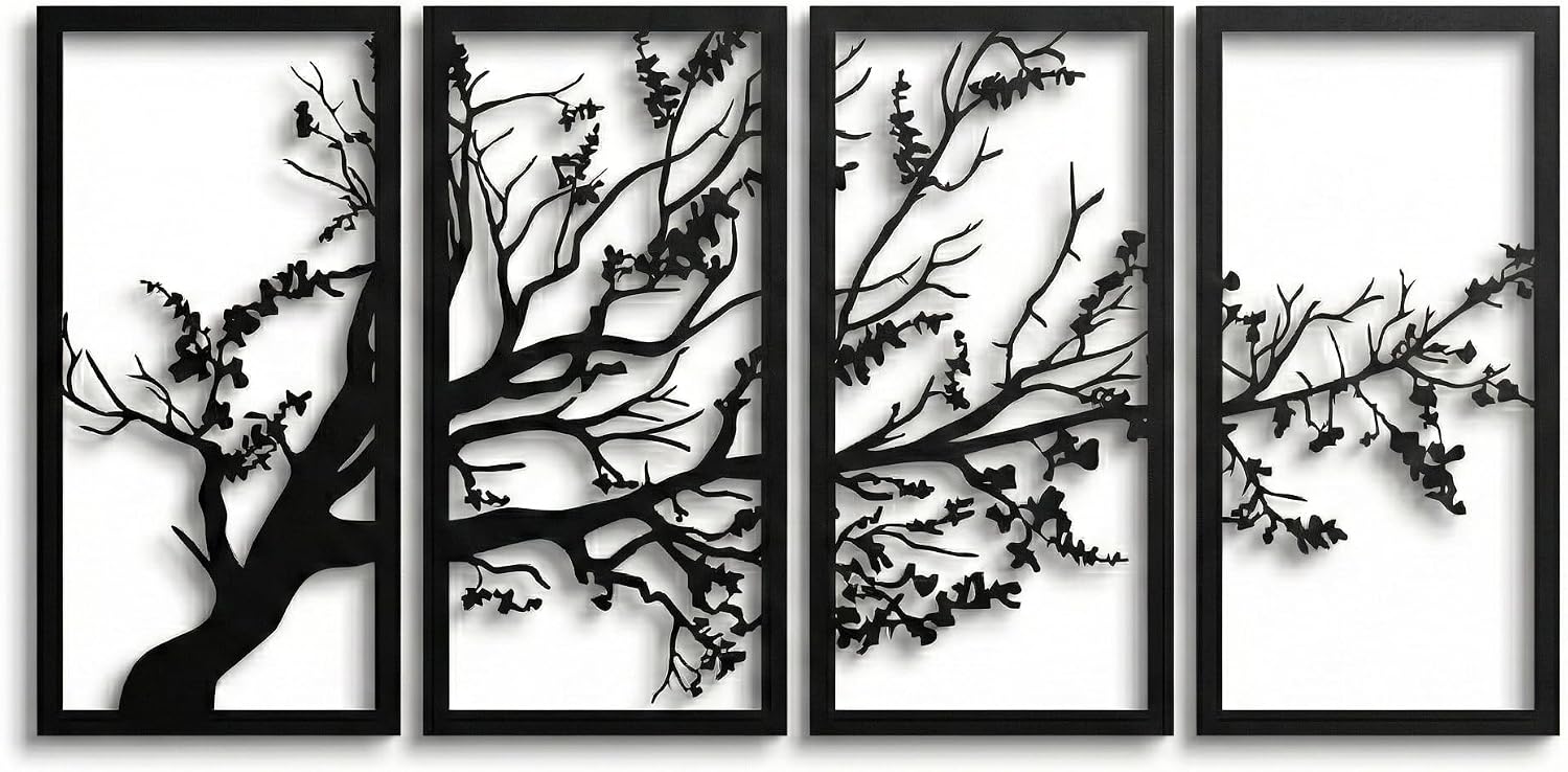 4pc Tree of Life Metal Wall Decor
