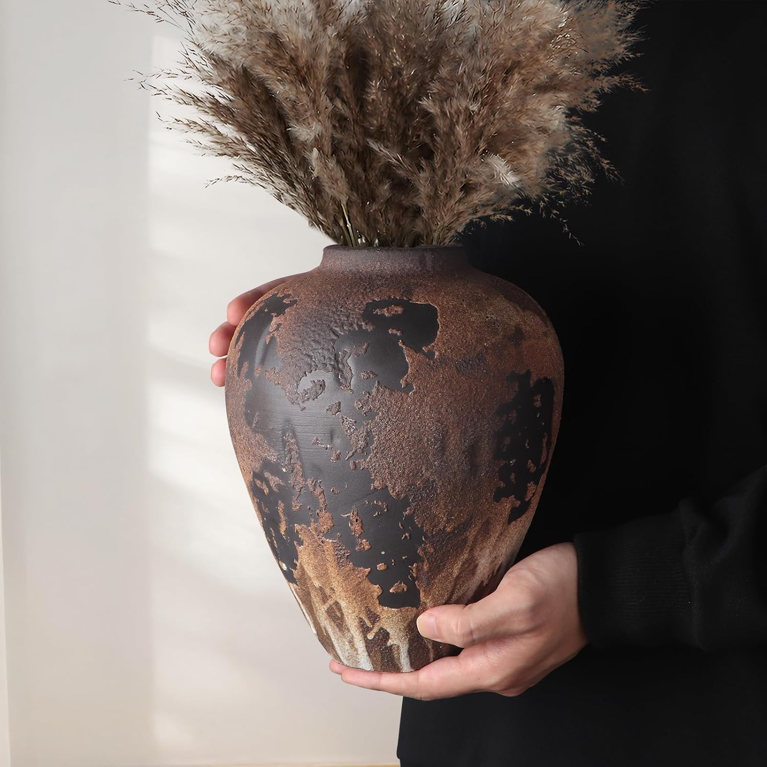 Brown Farmhouse Ceramic Decor Vase