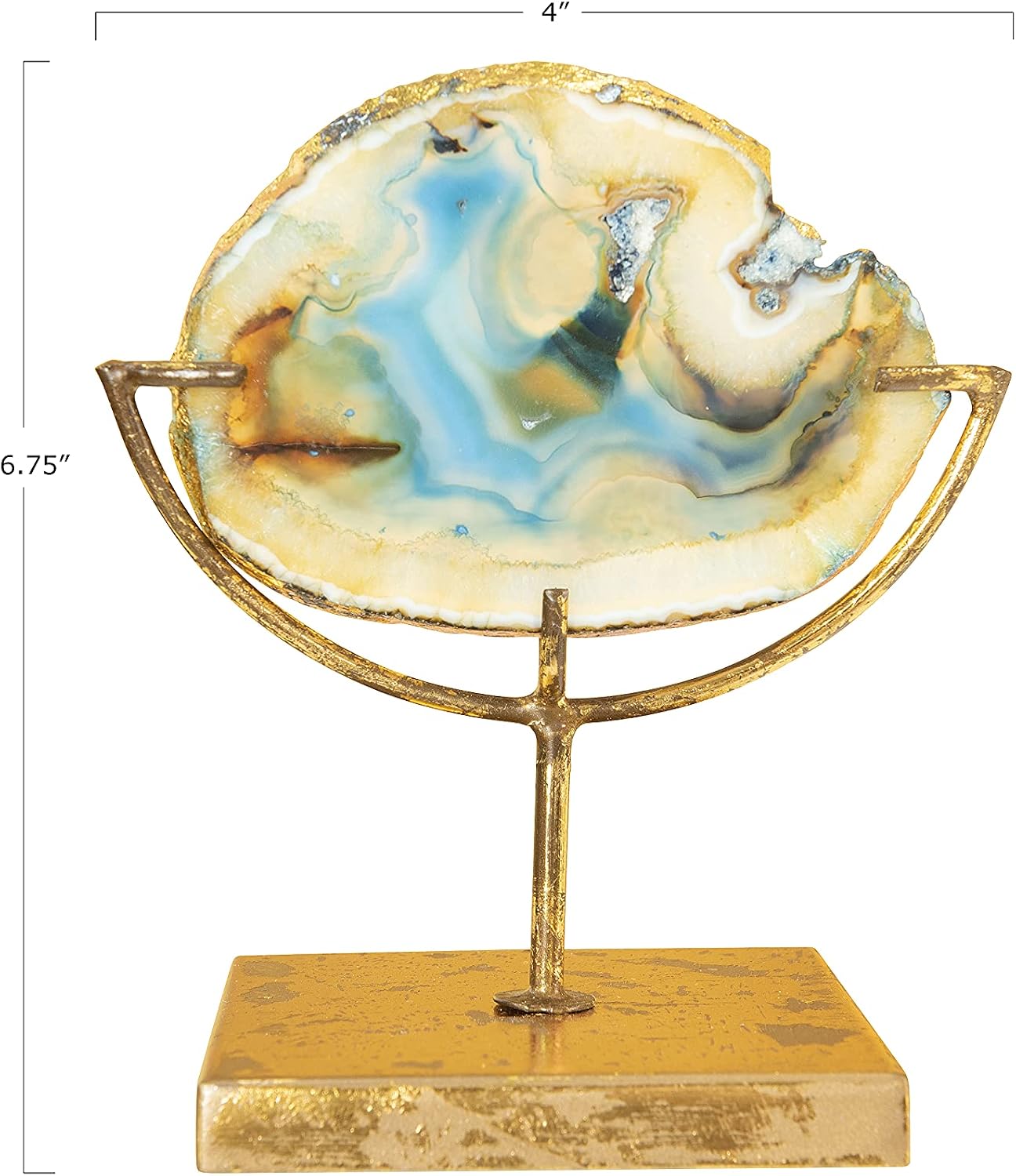 Agate Slice Decor with Metal Stand