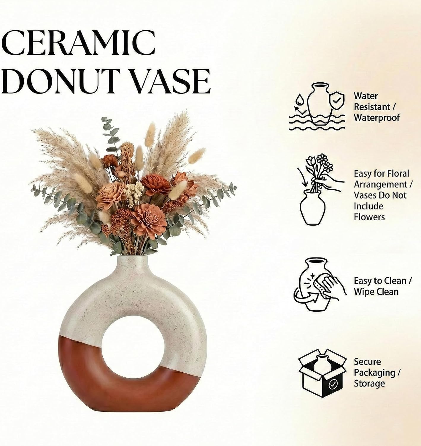 2pc Matte Donut Ceramic Vases