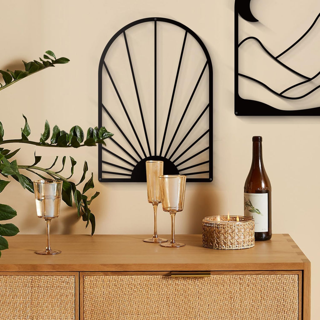 3pc Boho Sun Mountain Metal Wall Art