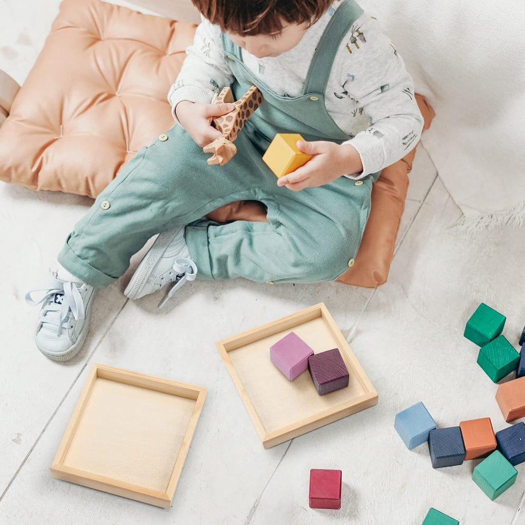 6 Pack Unfinished Square Wooden DIY Craft Trays
