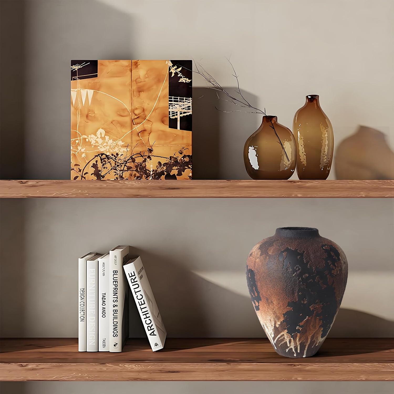 Brown Farmhouse Ceramic Decor Vase