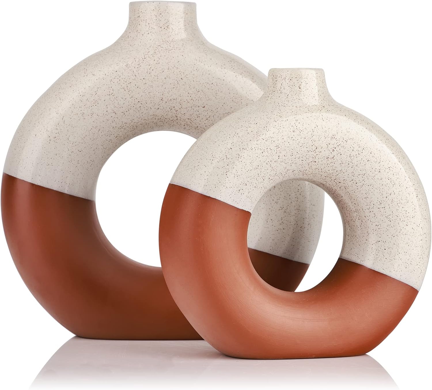 2pc Matte Donut Ceramic Vases