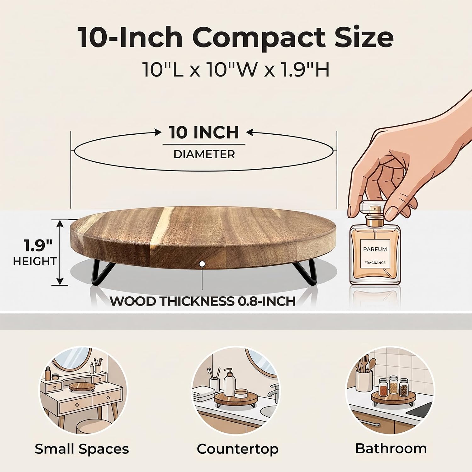 10 Inch Round Farmhouse Wooden Display Pedestal Riser