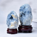 Blue Celestite Geode Egg with Stand
