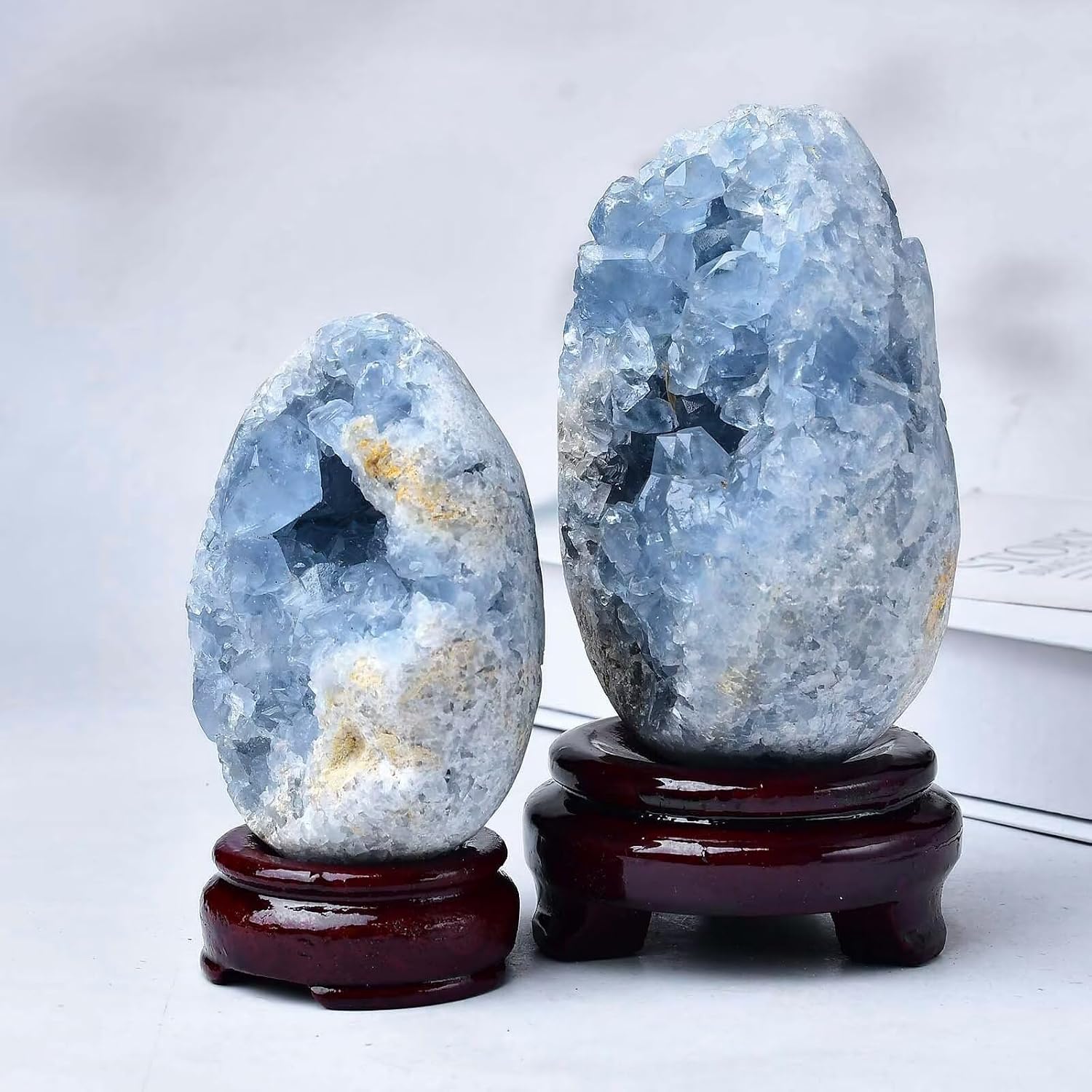 Blue Celestite Geode Egg with Stand
