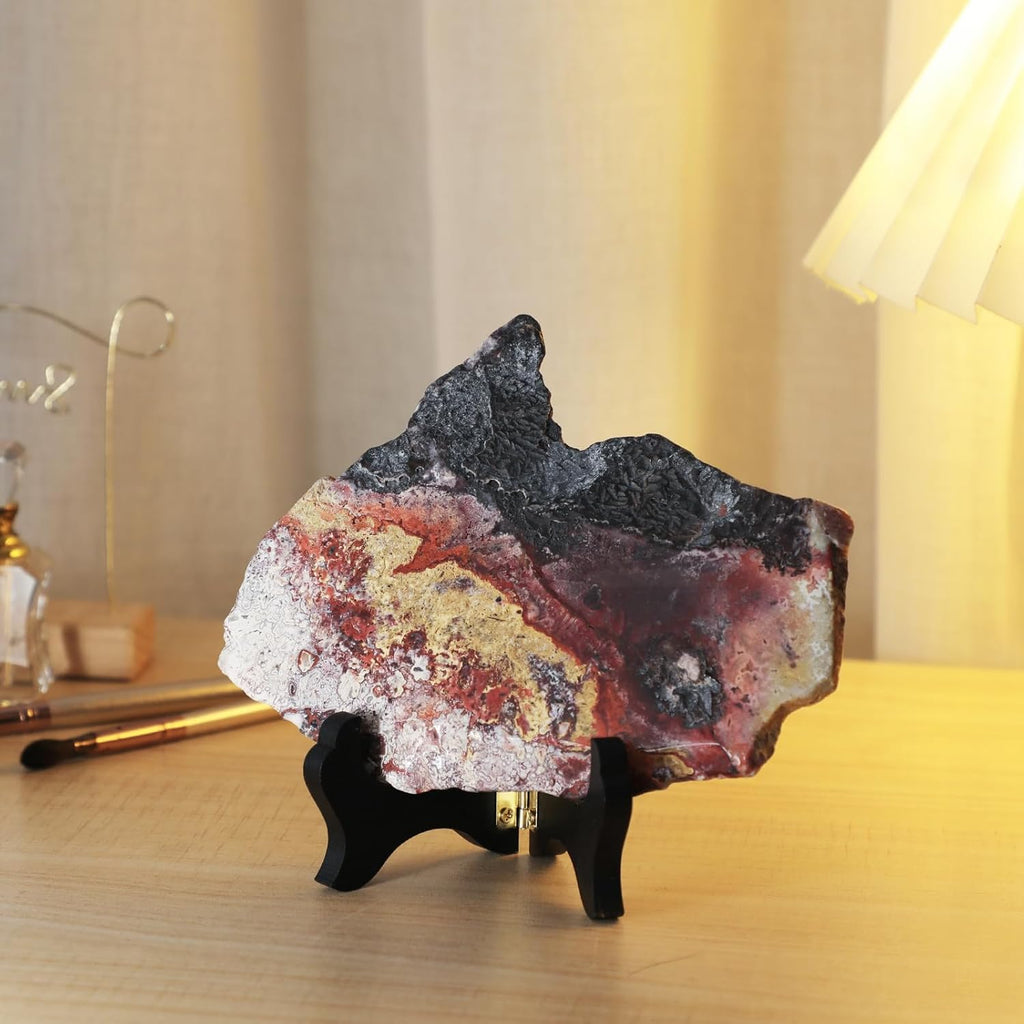 Mexican Agate Slab with Wooden Stand