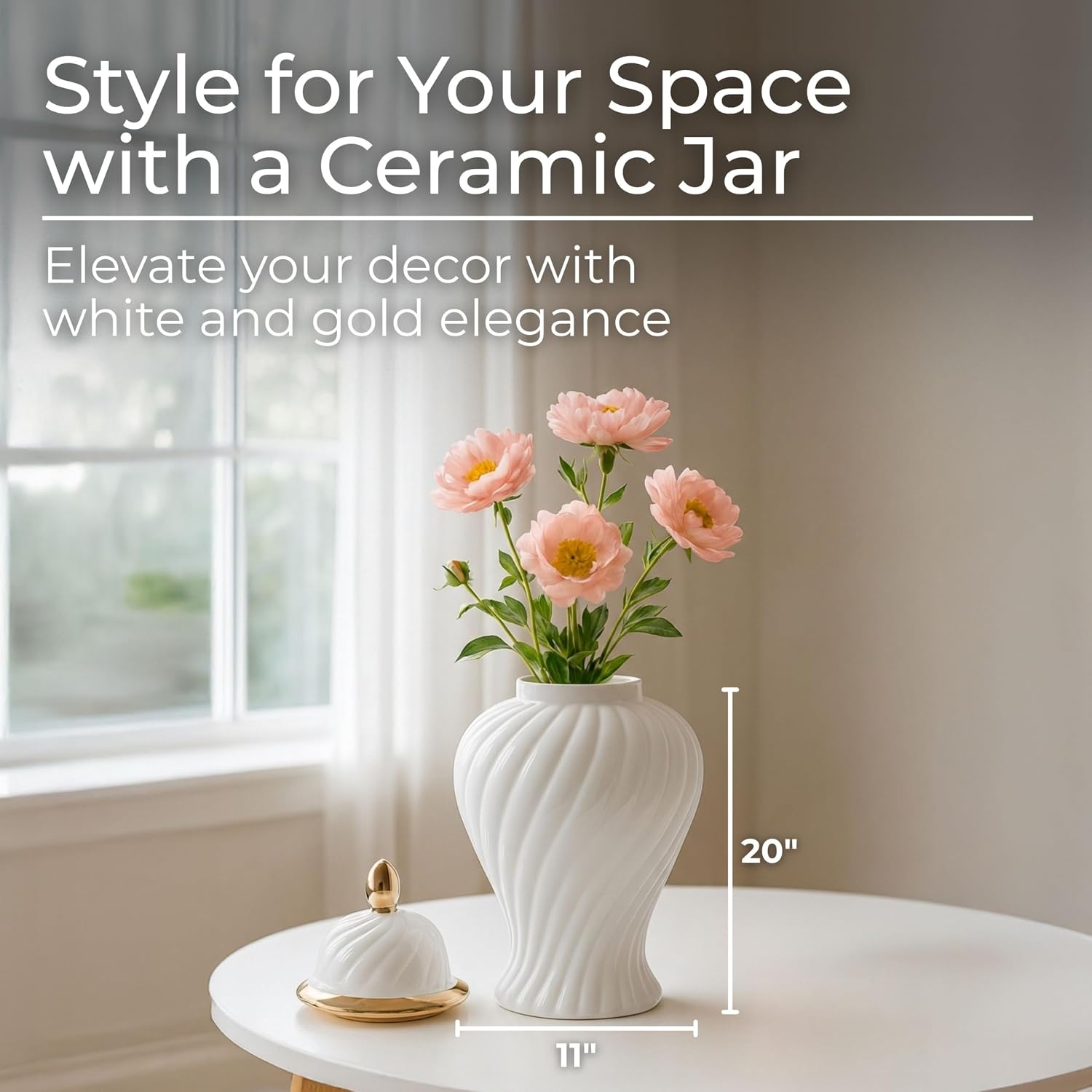 White Gold Lidded Ceramic Temple Jar