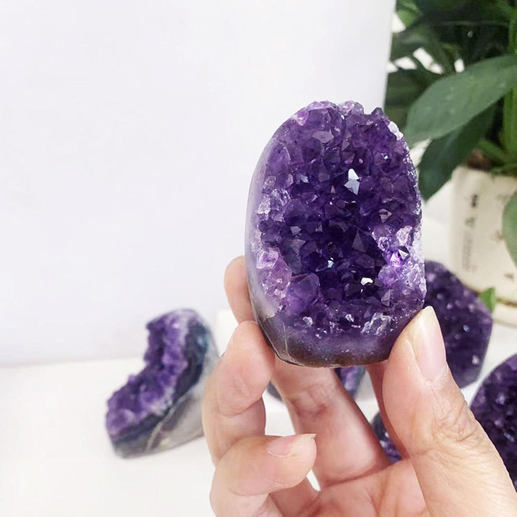 Purple Amethyst Quartz Crystal Cluster Geode