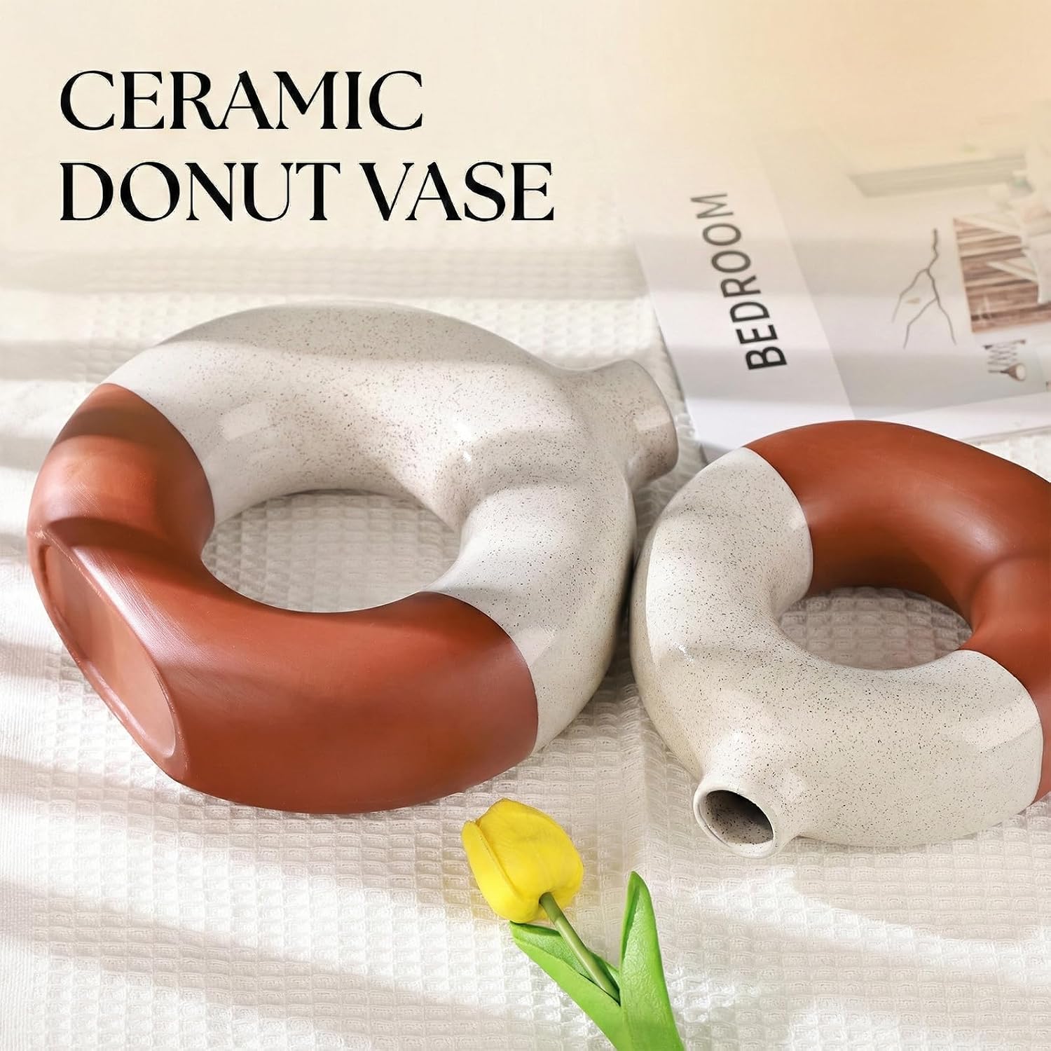 2pc Matte Donut Ceramic Vases