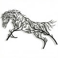 Horse Tree Geometric Metal Wall Art