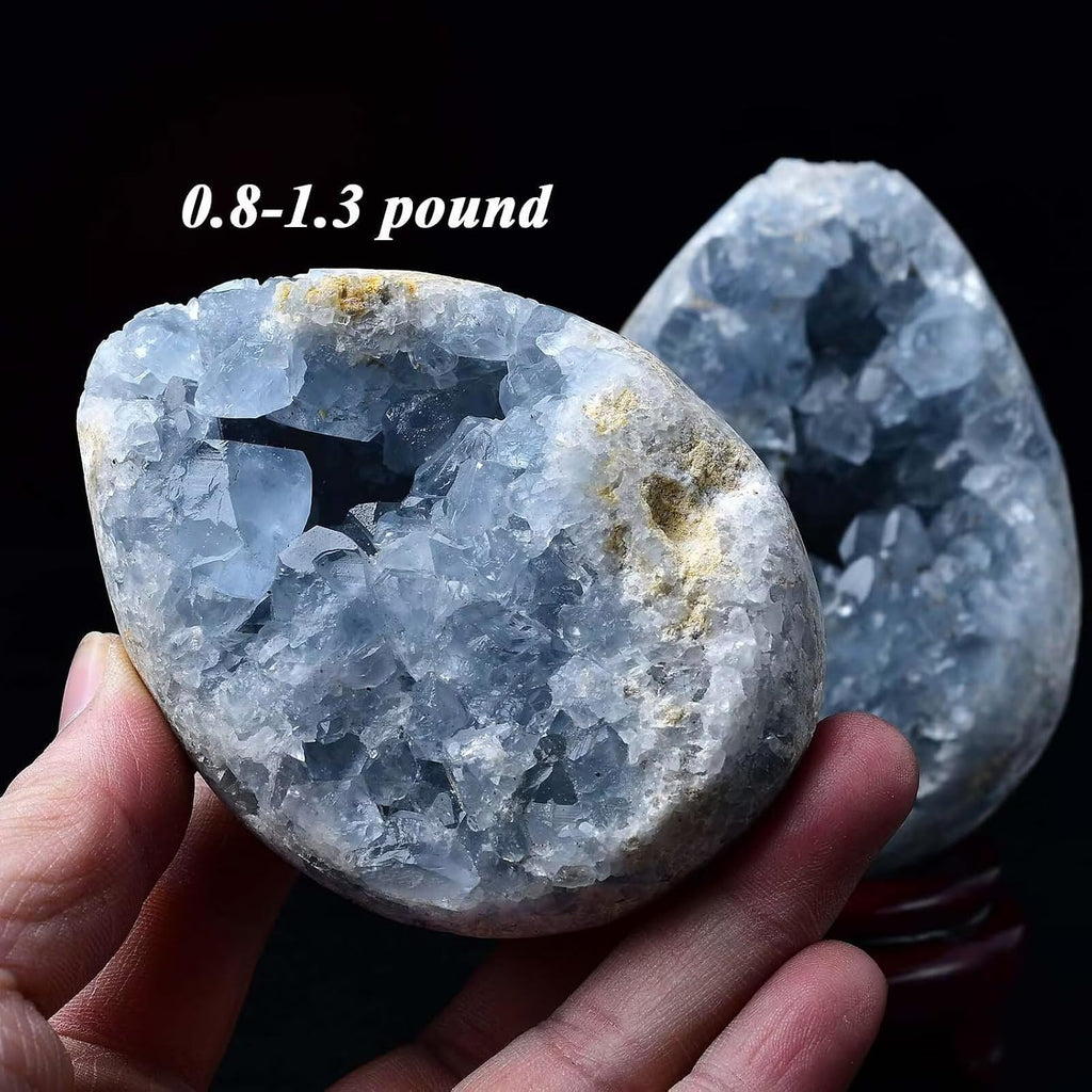 Blue Celestite Geode Egg with Stand