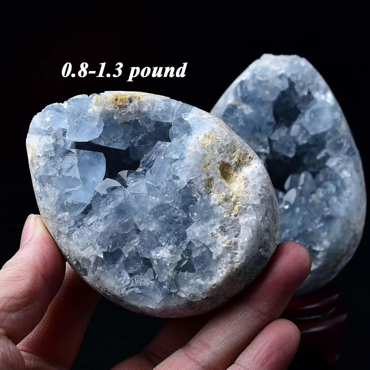 Blue Celestite Geode Egg with Stand